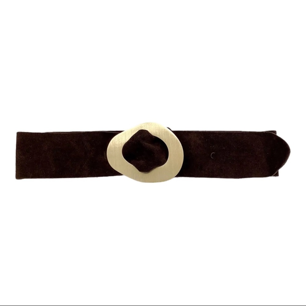 ShopEvelynne Brown Belt with Gold Oval Buckle